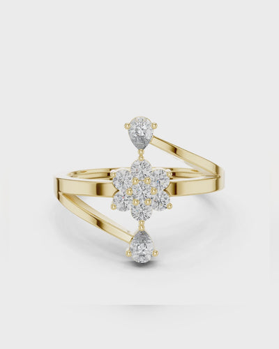 Pear Accent Floral Ring by MONICONIC