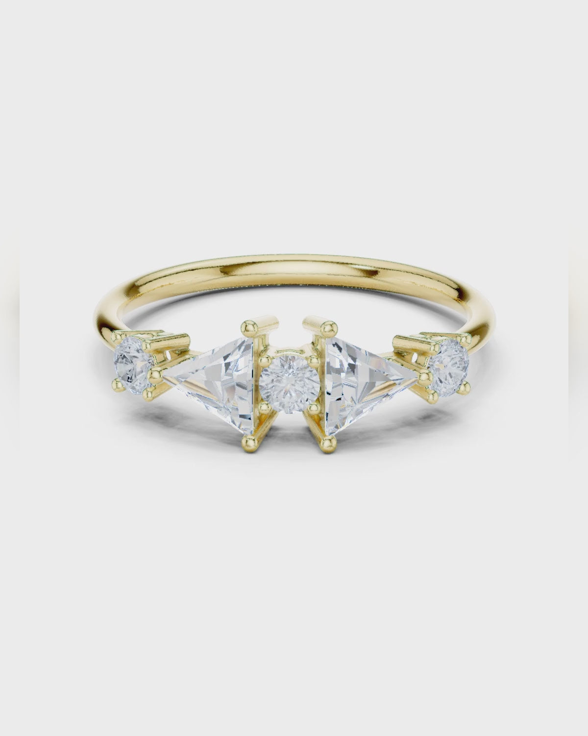 Trillion Round Five Stone Ring by MONICONIC
