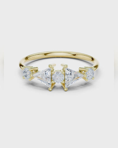 Trillion Round Five Stone Ring by MONICONIC
