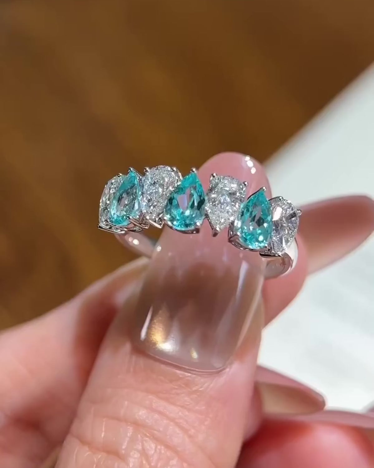 Paraiba Five-Stone Ring by MONICONIC