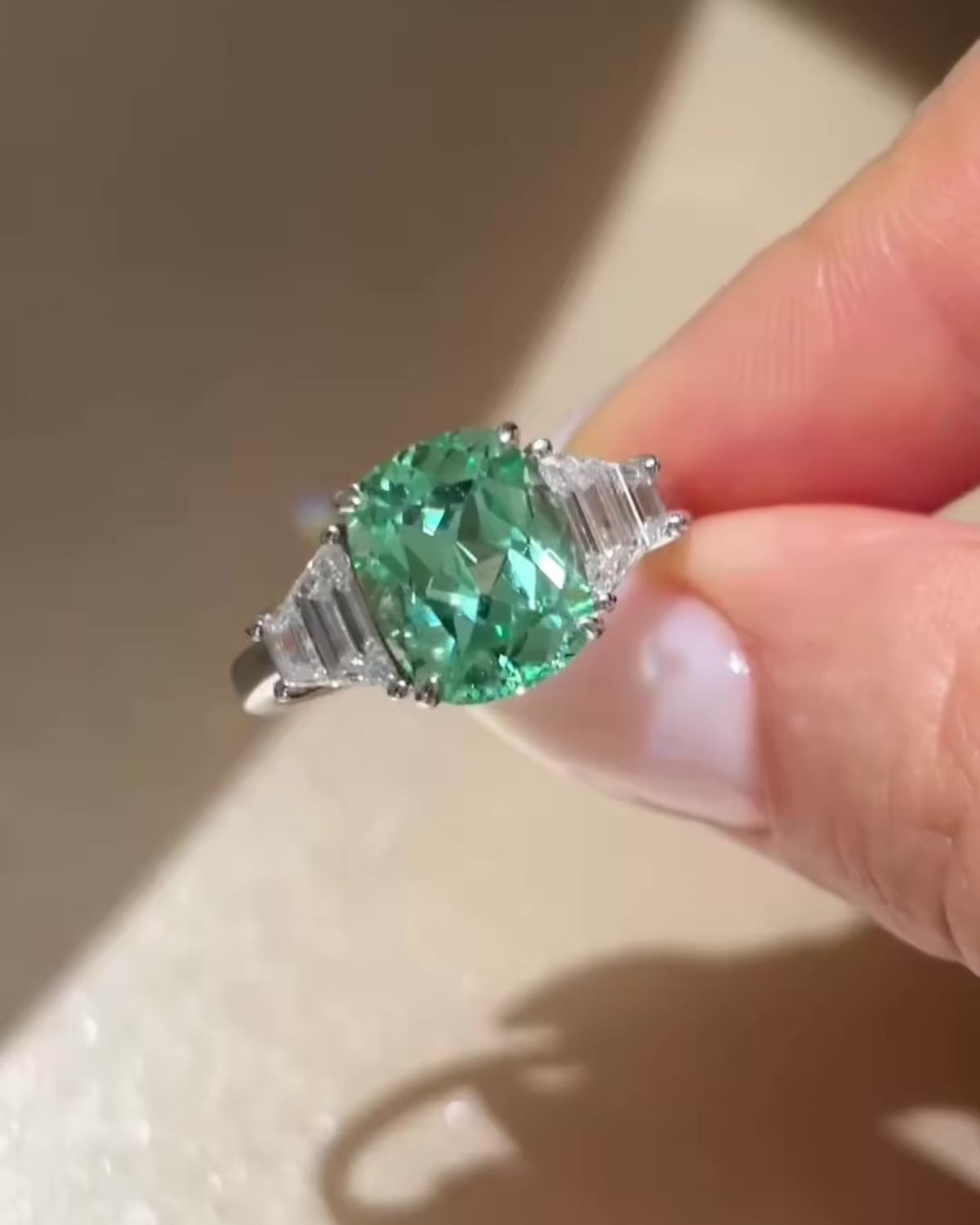 Paraiba Three-Stone Ring by MONICONIC