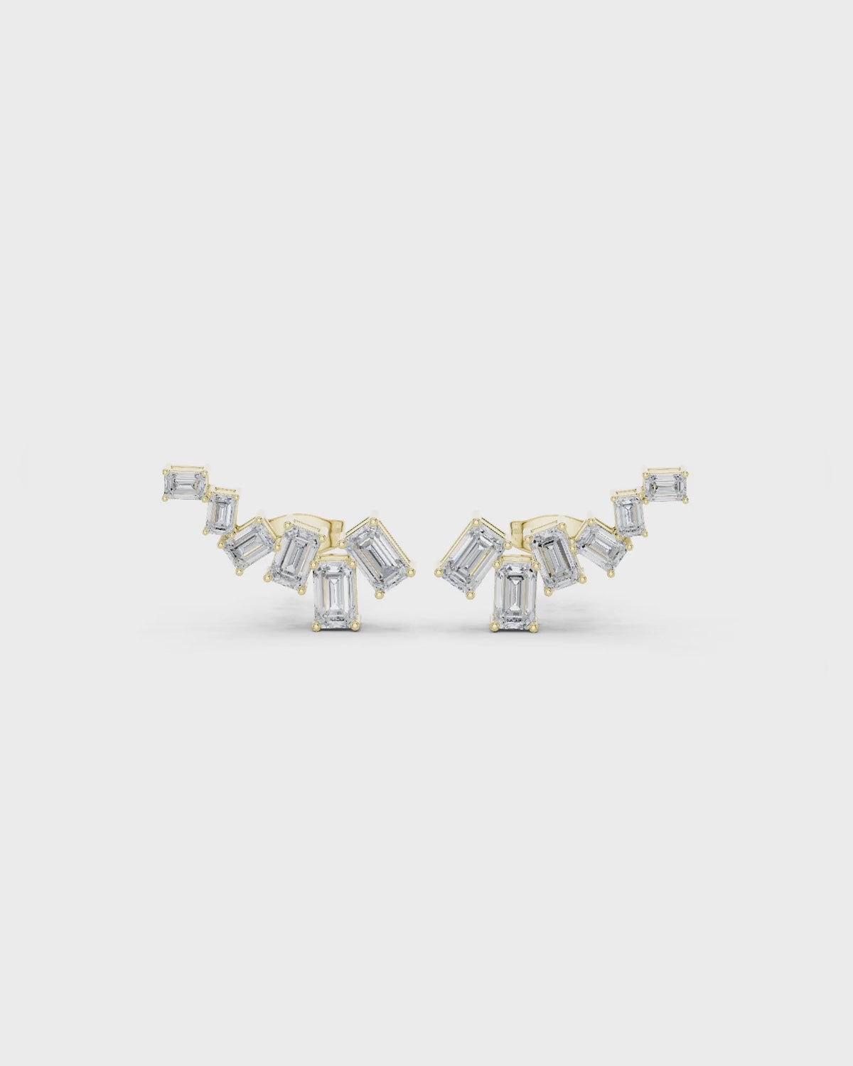 Emerald-Cut Diamond Climber Studs by MONICONIC