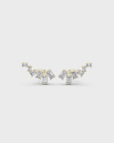 Emerald-Cut Diamond Climber Studs by MONICONIC