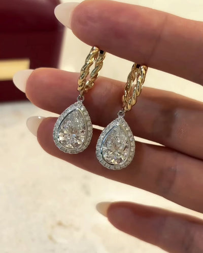 Braided Hoop Pear Drop Earrings by MONICONIC