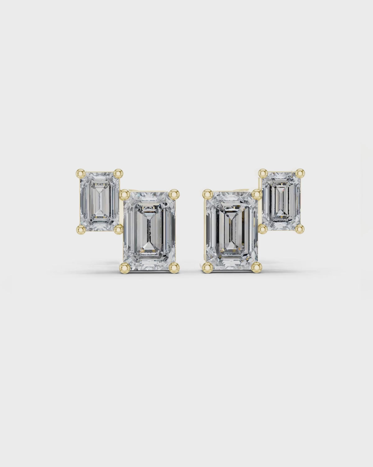 Double Emerald-Cut Diamond Studs by MONICONIC