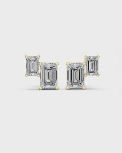 Double Emerald-Cut Diamond Studs by MONICONIC