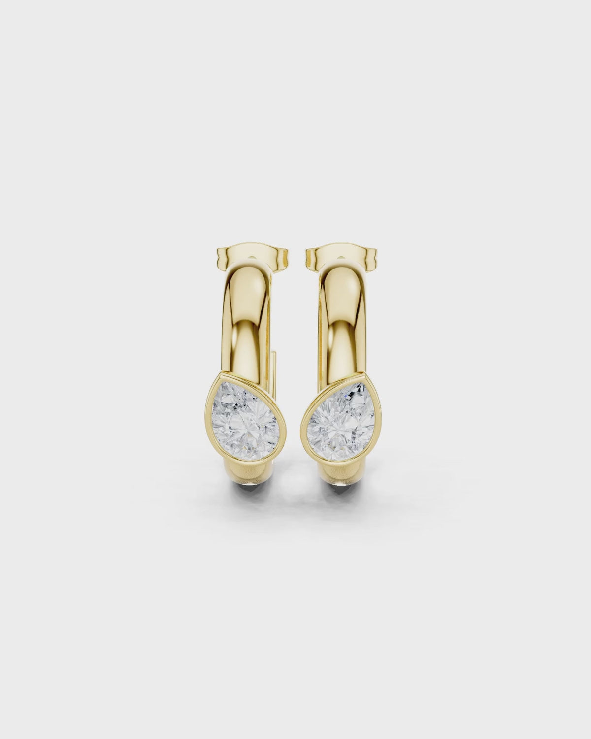 Pear Diamond Front Hoop Earrings by MONICONIC