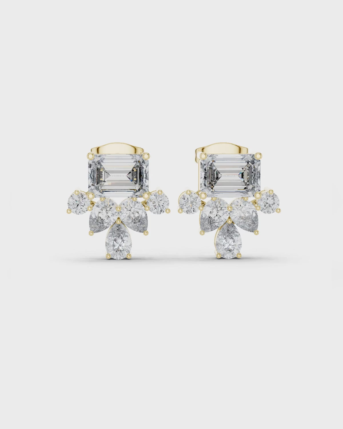 Emerald-Cut Cluster Lab-Grown Diamond Studs by MONICONIC