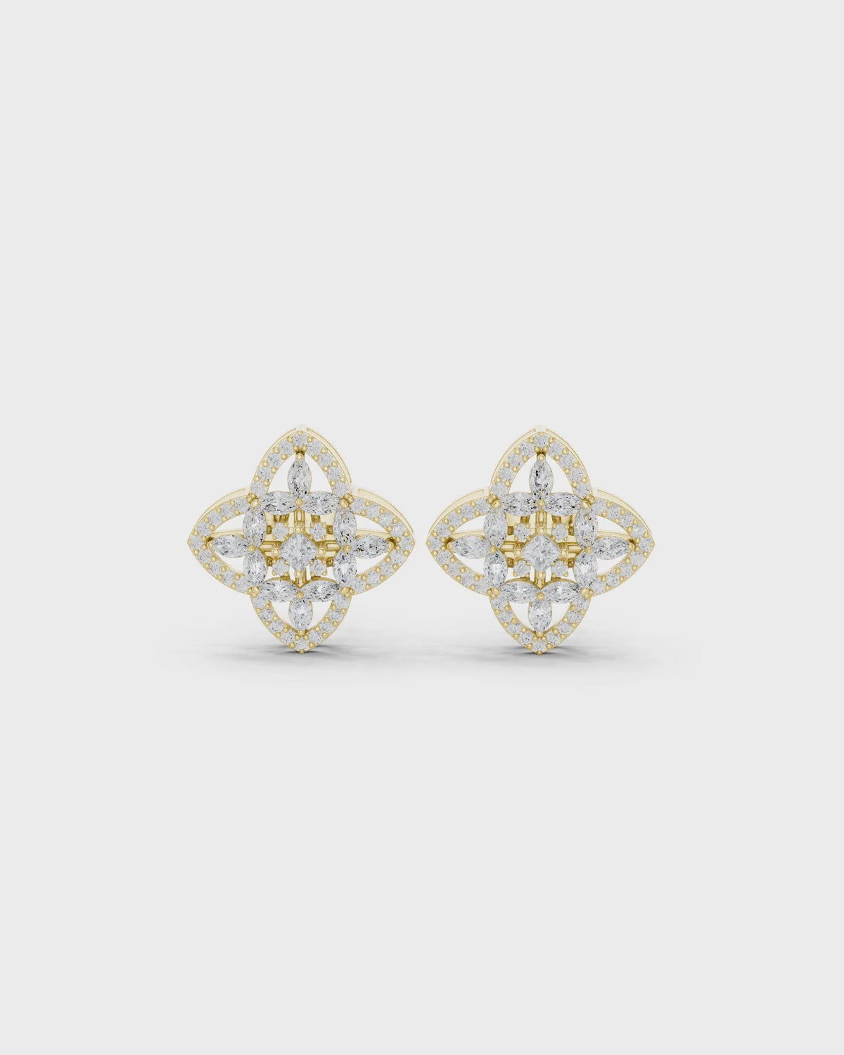Marquise Quatrefoil Diamond Stud Earrings by MONICONIC