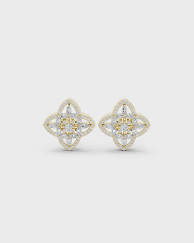 Marquise Quatrefoil Diamond Stud Earrings by MONICONIC