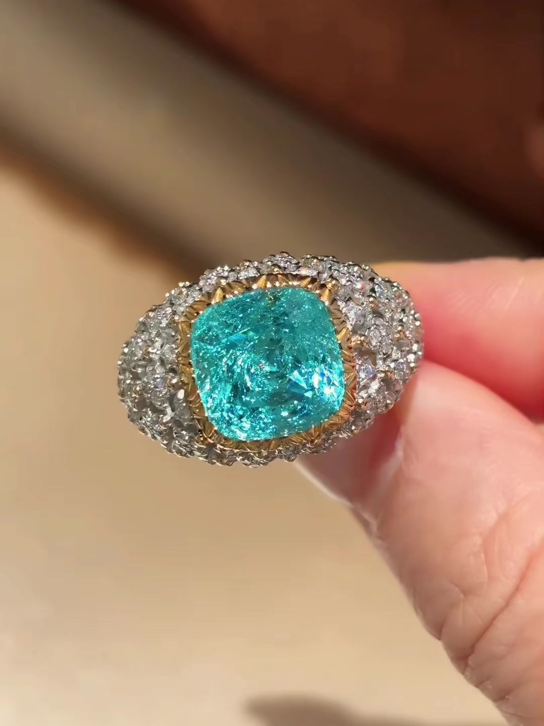 Paraiba Cushion Ring by MONICONIC