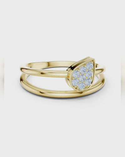 East West Pear Pavé Ring by MONICONIC