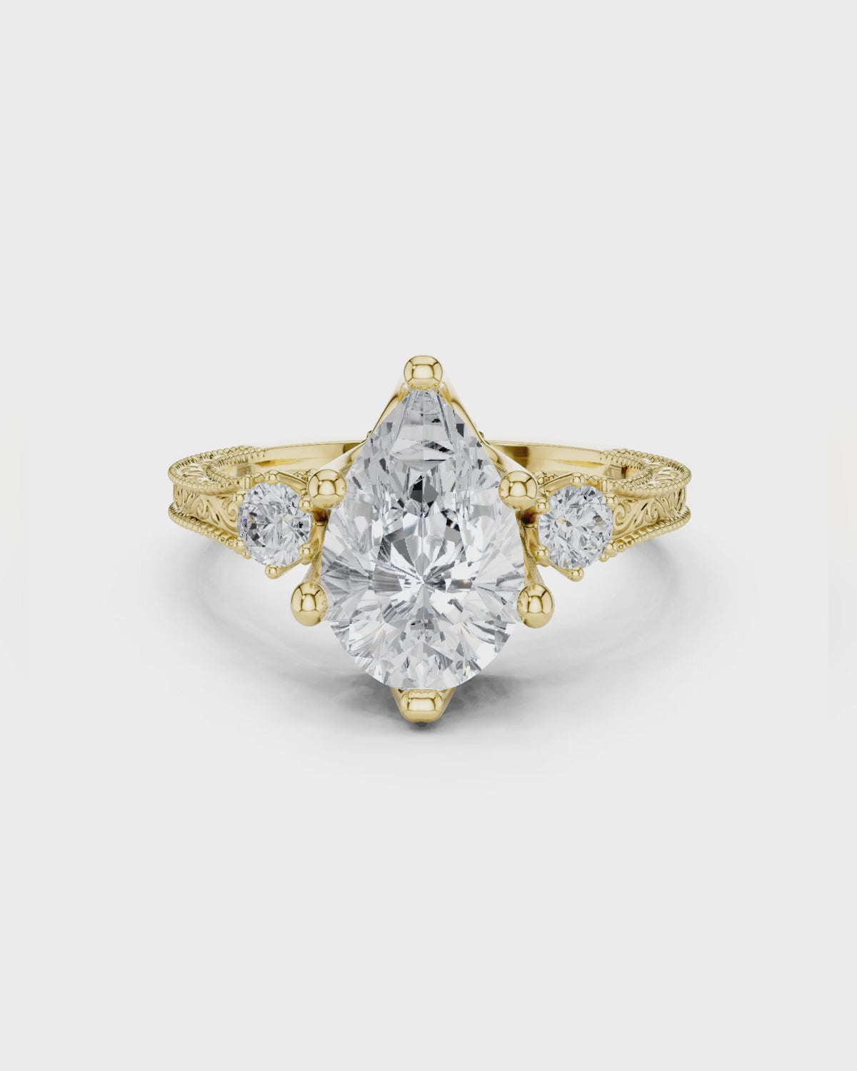 Pear Three Stone Ring by MONICONIC