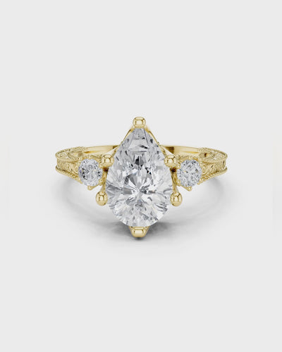 Pear Three Stone Ring by MONICONIC