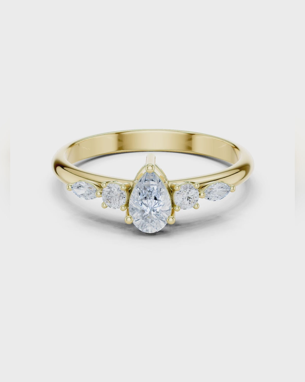 Pear Five Stone Ring by MONICONIC