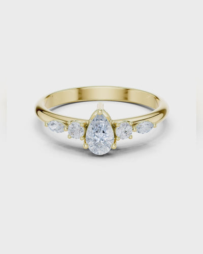 Pear Five Stone Ring by MONICONIC