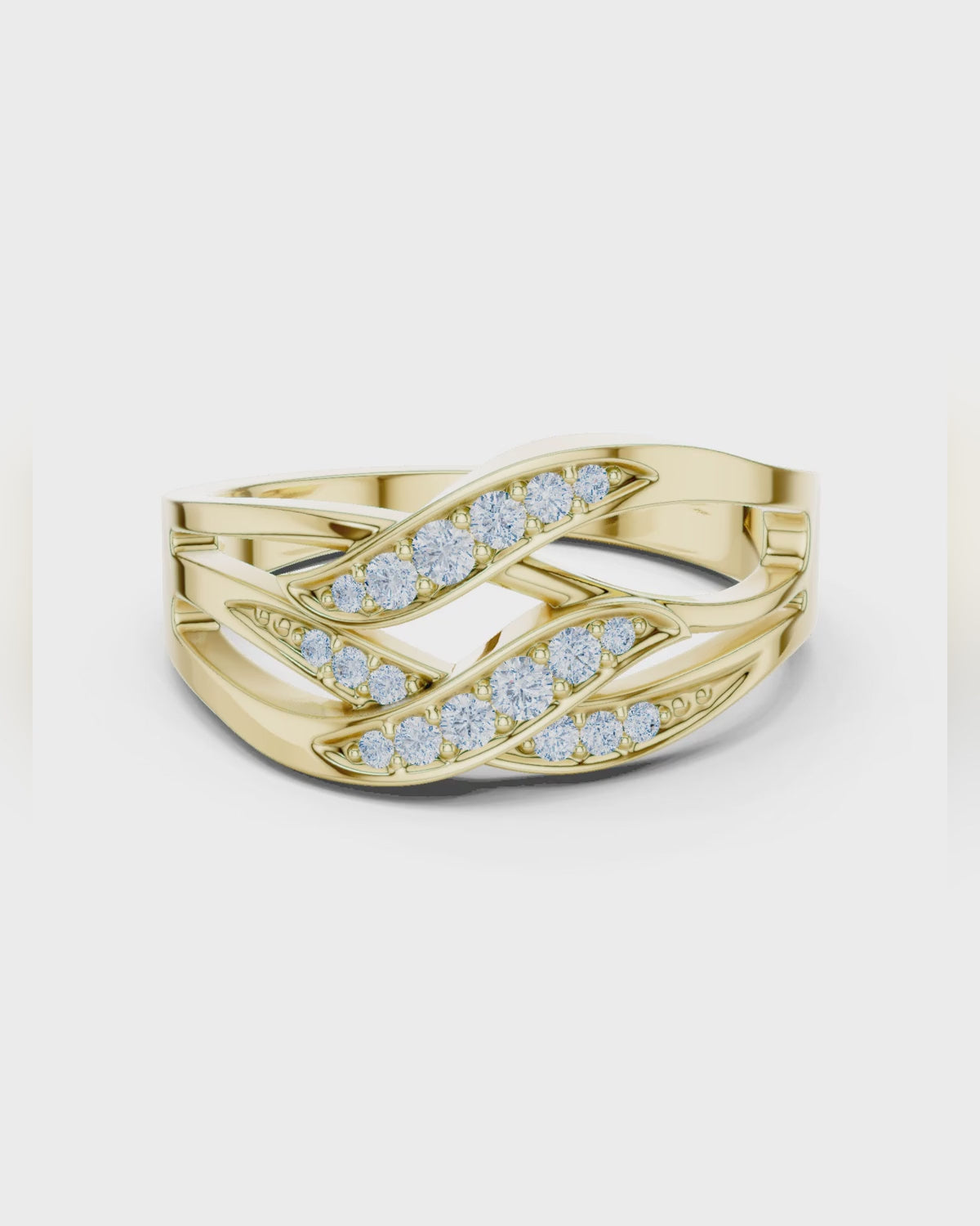 Triple Leaf Crossover Ring by MONICONIC