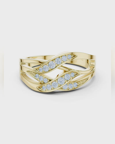 Triple Leaf Crossover Ring by MONICONIC