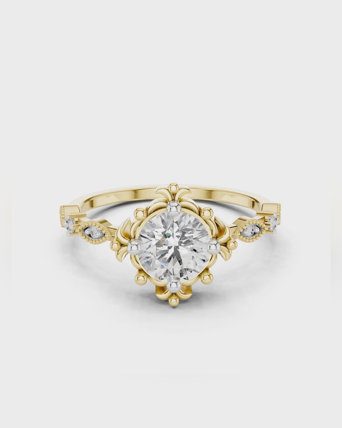 Floral Collet Solitaire Ring by MONICONIC