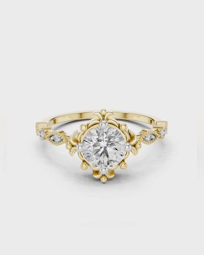 Floral Collet Solitaire Ring by MONICONIC