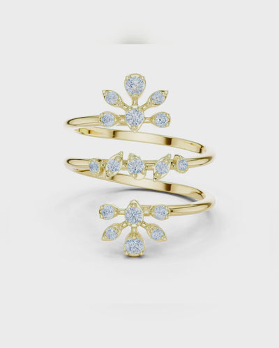 Floral Rosette Bypass Ring by MONICONIC