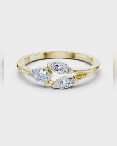 Pear & Marquise Bypass Ring by MONICONIC