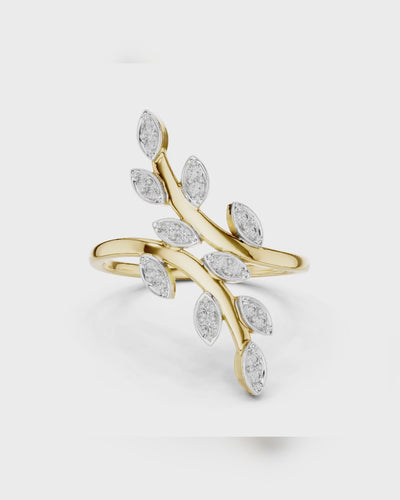 Leaf Vine Bypass Ring by MONICONIC