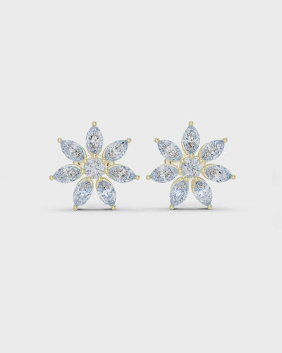 Marquise Flower Diamond Studs by MONICONIC