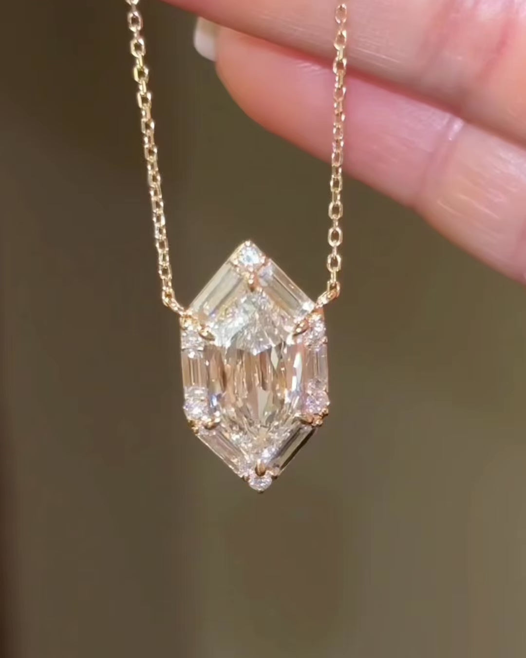 Hex Baguette Pendant Necklace by MONICONIC