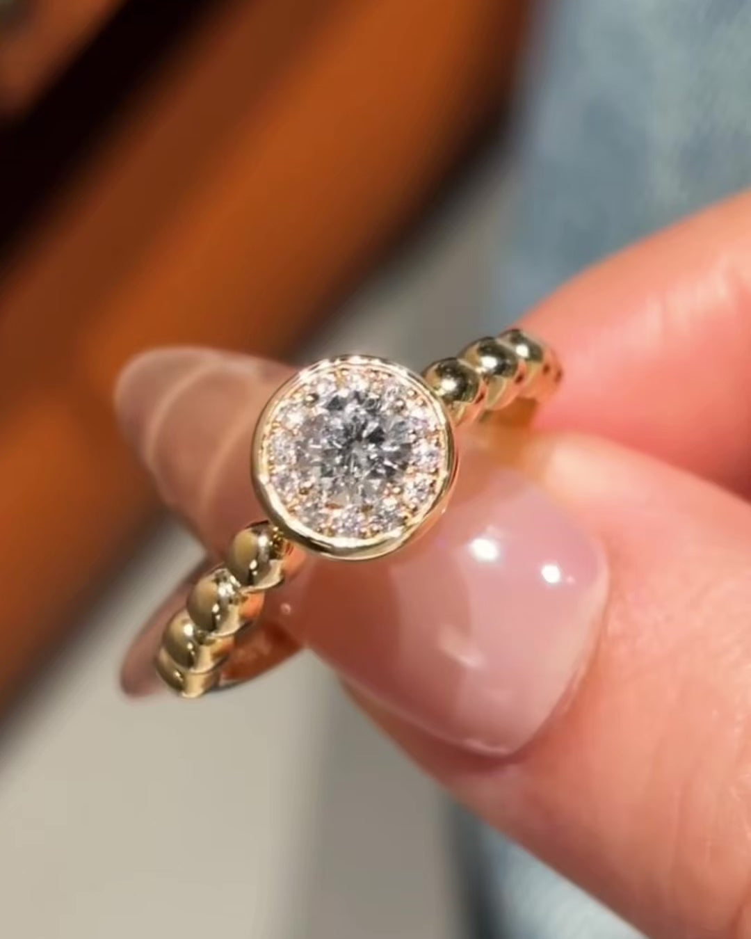 Luna Bead Halo Ring by MONICONIC