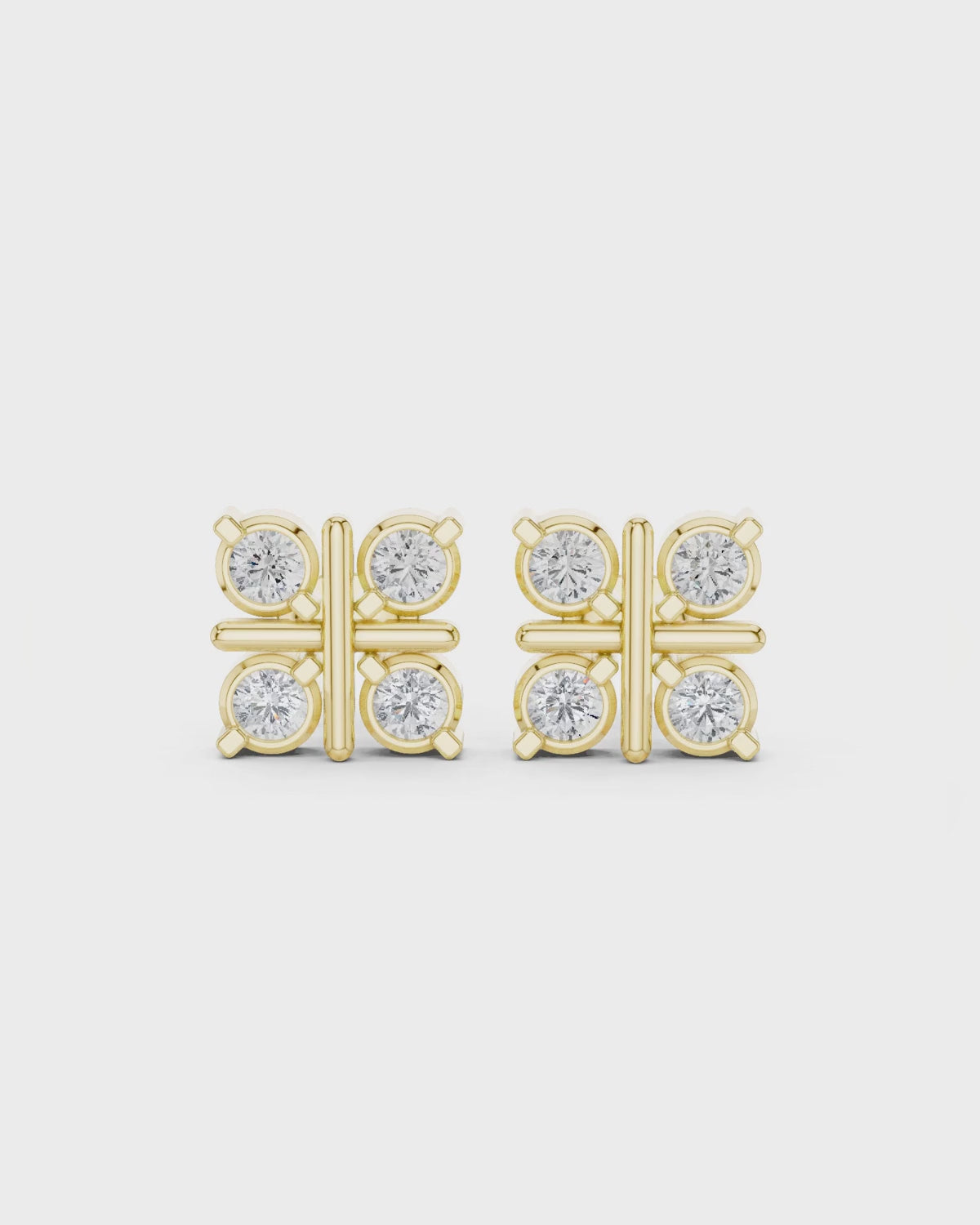 Grid Diamond Stud Earrings by MONICONIC
