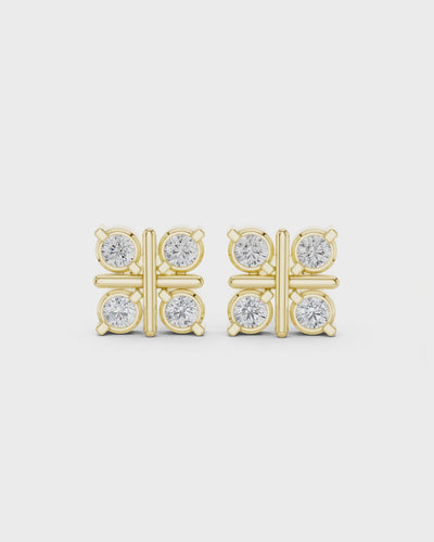 Grid Diamond Stud Earrings by MONICONIC