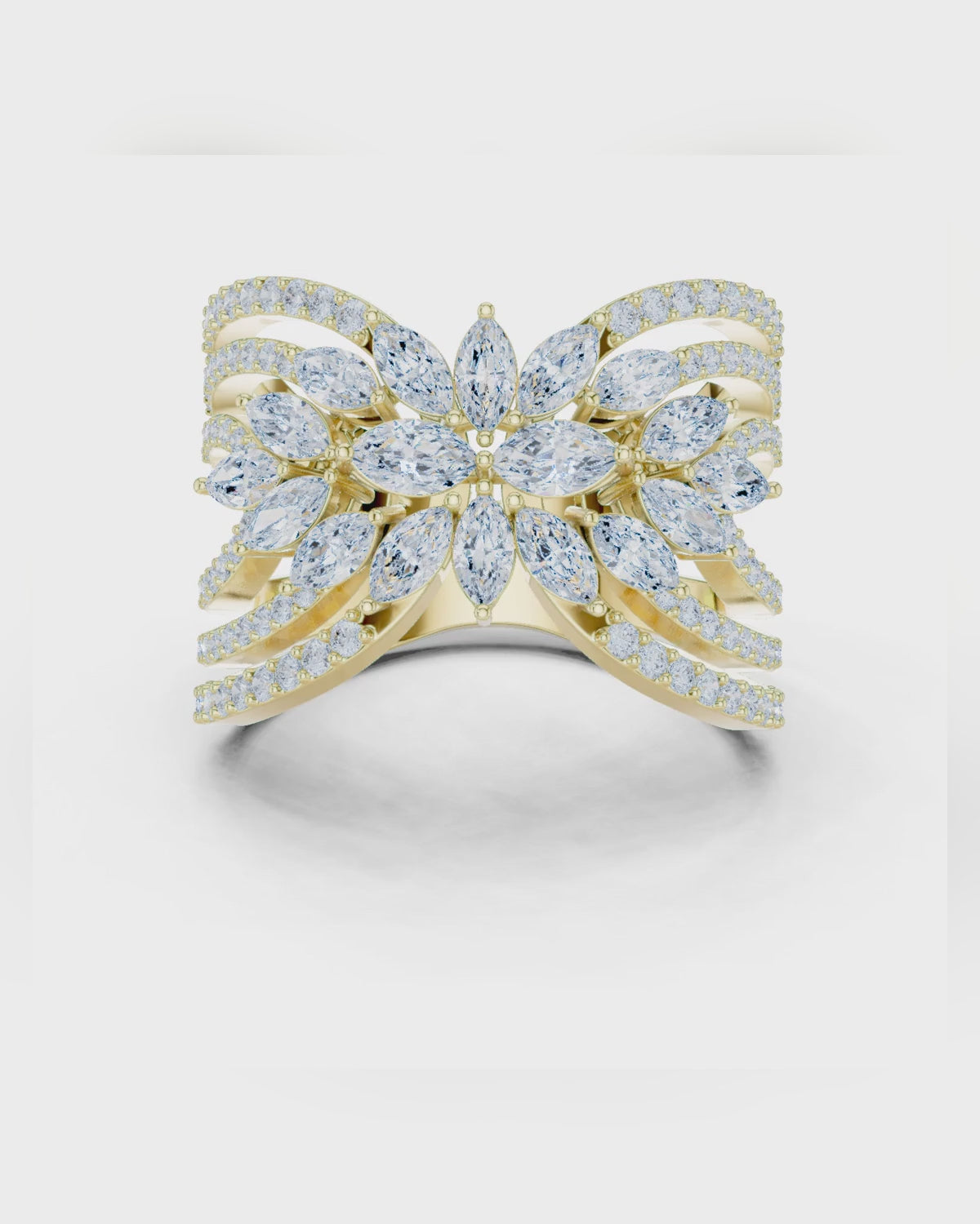Marquise Rosette Multi-Row Ring by MONICONIC
