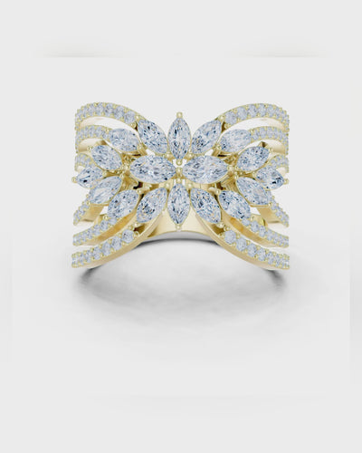 Marquise Rosette Multi-Row Ring by MONICONIC