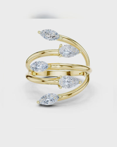 Marquise & Pear Wrap Ring by MONICONIC
