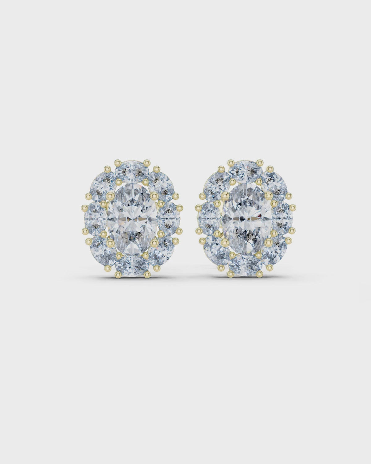 Oval Rosette Diamond Stud Earrings by MONICONIC