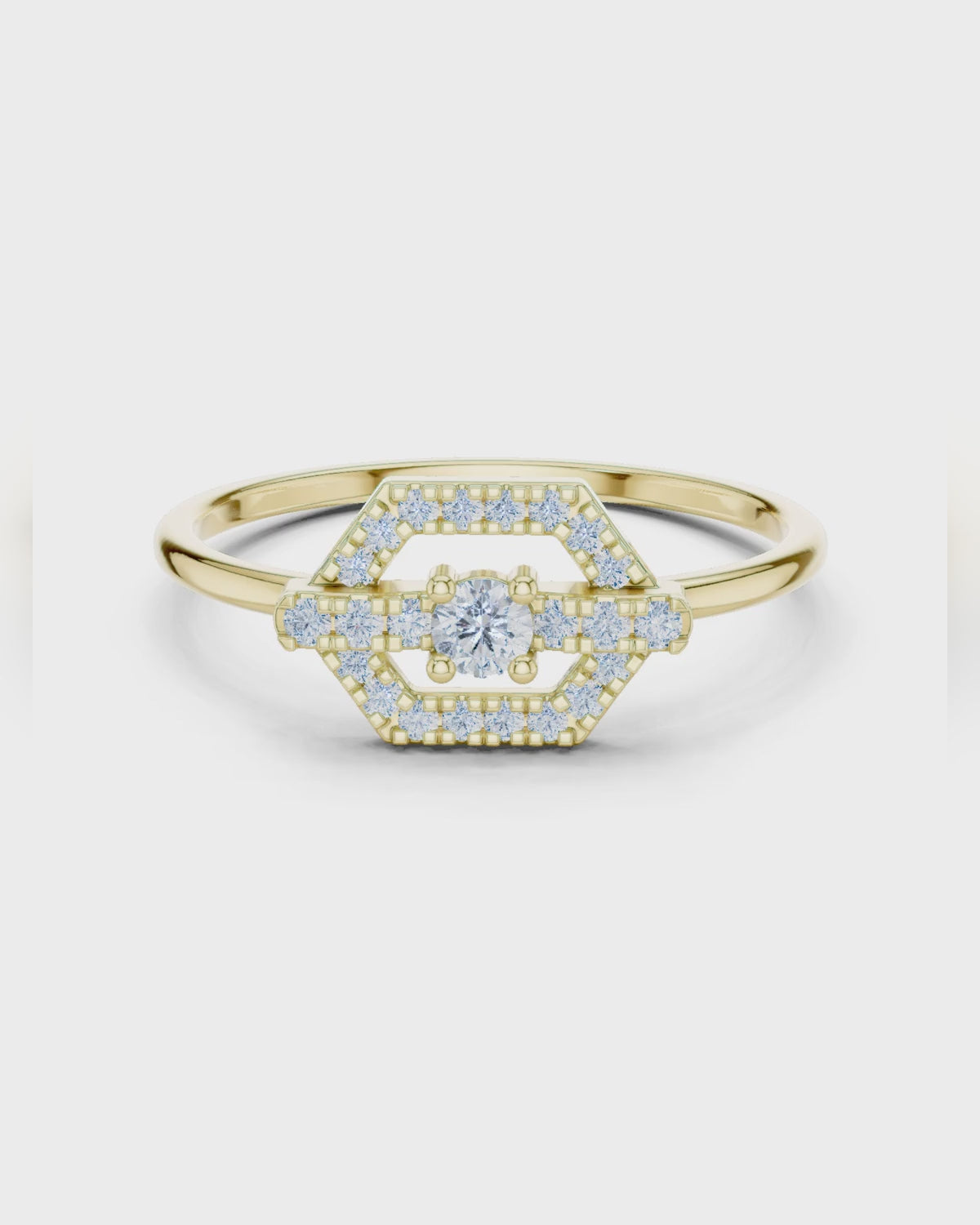 Open Hexagon Halo Ring by MONICONIC