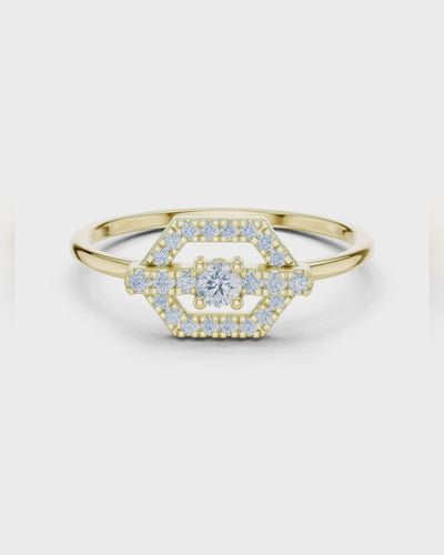 Open Hexagon Halo Ring by MONICONIC