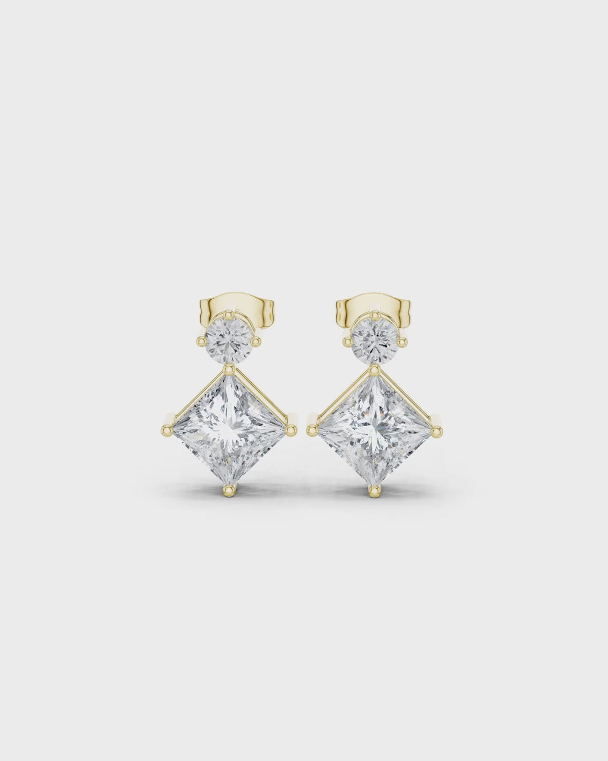 Round Princess Diamond Drop Earrings by MONICONIC