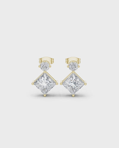 Round Princess Diamond Drop Earrings by MONICONIC