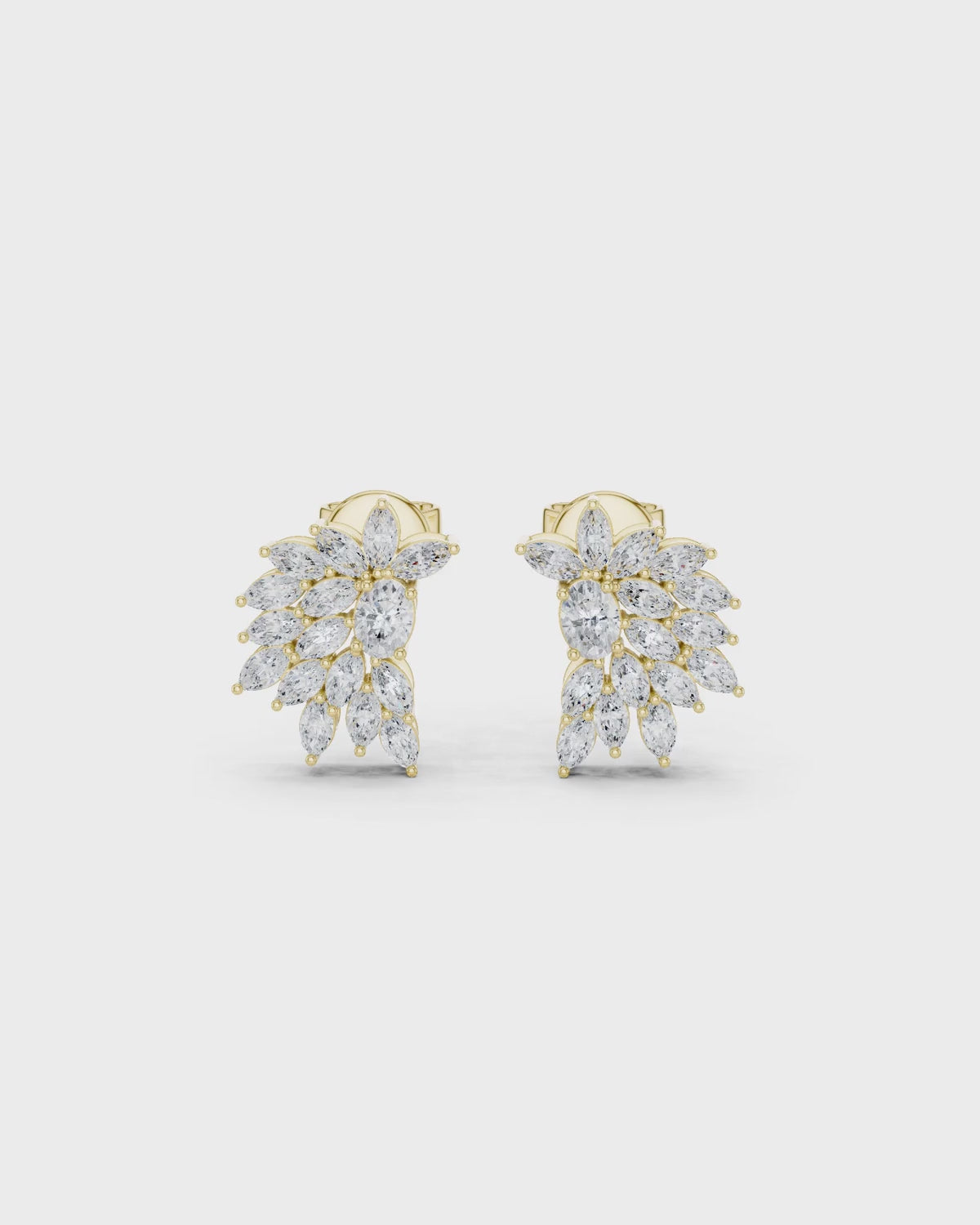 Marquise Leaf Diamond Stud Earrings by MONICONIC