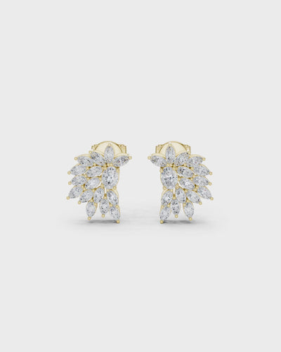 Marquise Leaf Diamond Stud Earrings by MONICONIC