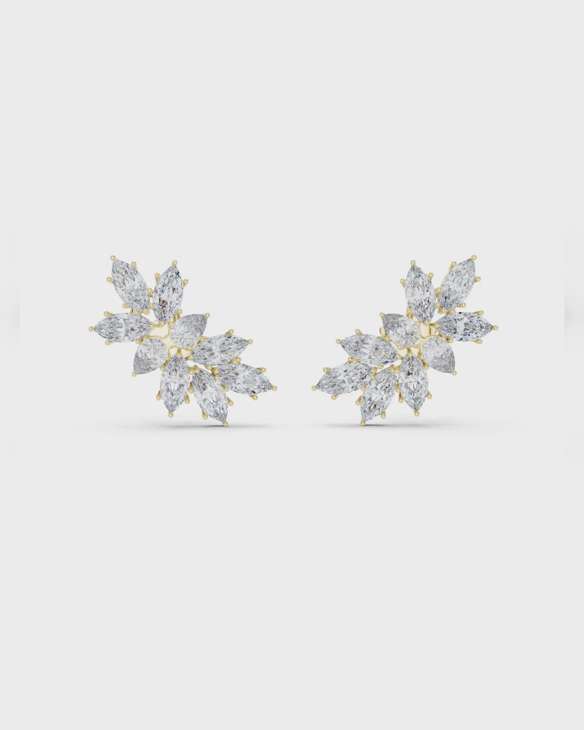 Marquise Leaf Diamond Stud Earrings by MONICONIC