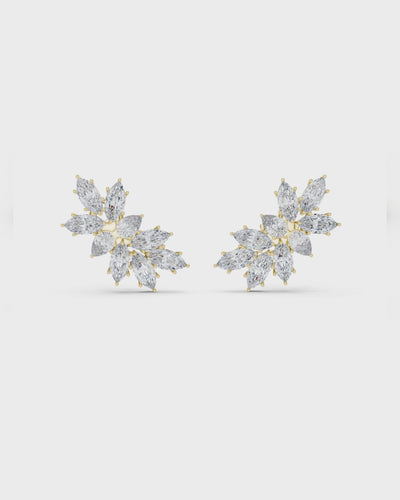 Marquise Leaf Diamond Stud Earrings by MONICONIC