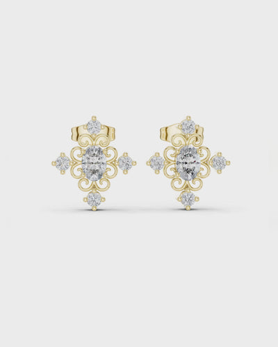 Oval Scroll Lab Grown Diamond Studs by MONICONIC