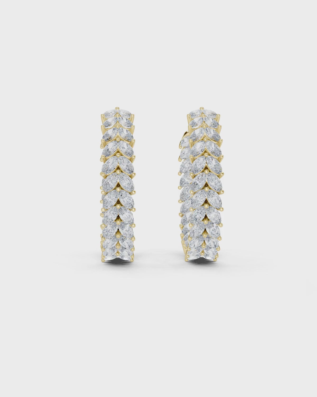 Marquise Leaf Diamond Hoop Earrings by MONICONIC