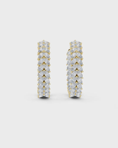 Marquise Leaf Diamond Hoop Earrings by MONICONIC