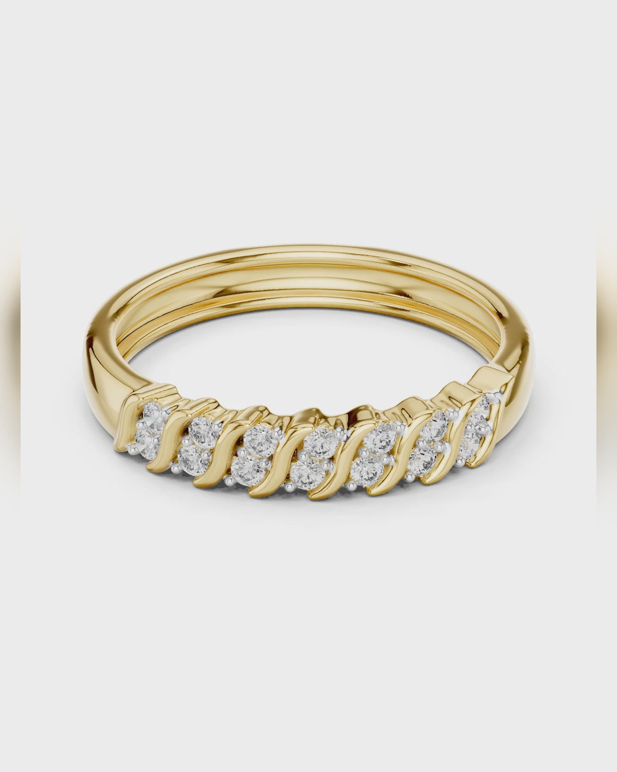 Scalloped Collet Diamond Band by MONICONIC