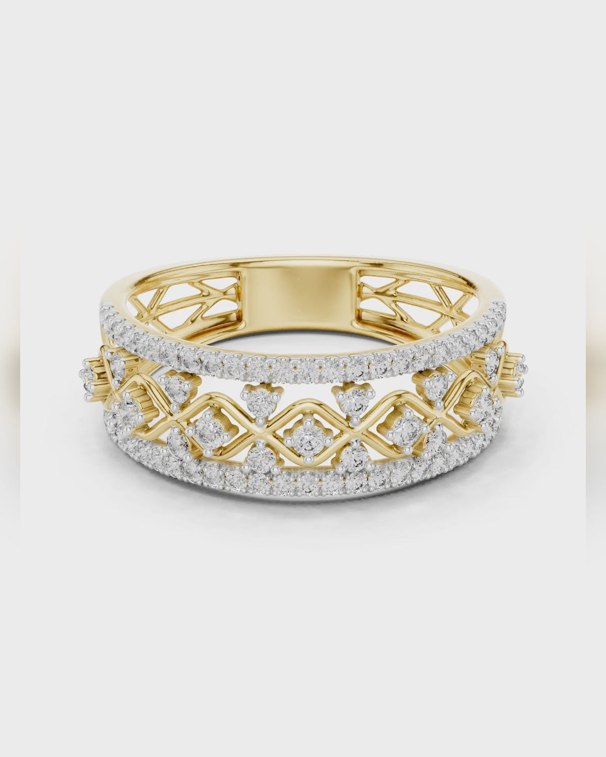 Lattice Pavé Band by MONICONIC
