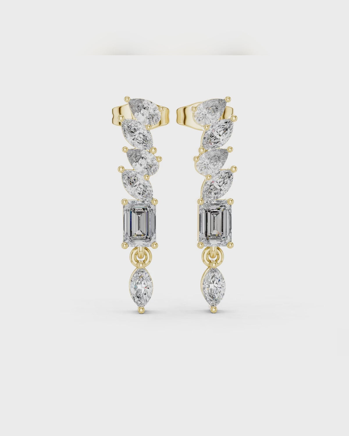 Mixed-Cut Lab-Grown Diamond Drop Earrings by MONICONIC